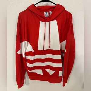 Adidas Red and White Women's Hoodie